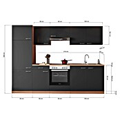 Respekta Küchenzeile KB270BGEC (Breite: 270 cm, Mit Elektrogeräten, Grau)