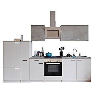 Respekta Küchenzeile Malia Typ 2 (Breite: 300 cm, Weiß/Beton, Mit Elektrogeräten)
