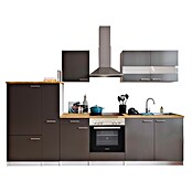 Respekta Küchenzeile KB300WGC (Breite: 300 cm, Mit Elektrogeräten, Grau)