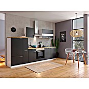 Respekta Küchenzeile KB300WSC (Breite: 300 cm, Mit Elektrogeräten, Schwarz)