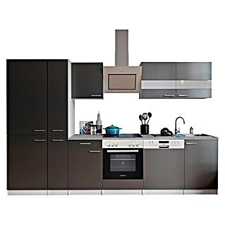 Respekta Küchenzeile Malia (Breite: 310 cm, Grau, Dekor Arbeitsplatte: Betonoptik, Mit Elektrogeräten, Volumen Backofen: 72 l)