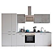 Respekta Küchenzeile KB300WWBSCGKE178G (Breite: 300 cm, Mit Elektrogeräten, Weiß)