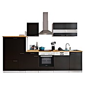 Respekta Küchenzeile KB310WSC (Breite: 310 cm, Mit Elektrogeräten, Schwarz)