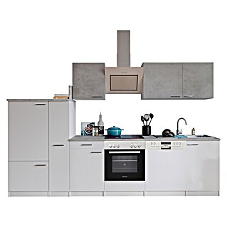 Respekta Küchenzeile Malia Typ 2 (Breite: 310 cm, Weiß/Beton, Mit Elektrogeräten)