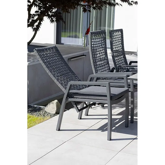 Bene Living Garten-Positionssessel Lucena - 2 Stk., Aluminium mir Rope-Geflecht, Rückenlehne verstellbar, grau, B x T x H: 60 x 67 x 109 cm