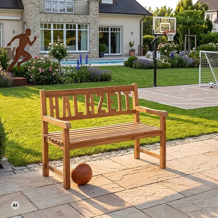 Bene Living Gartenbank Halbzeit - B x T x H: 120 x 60 x 94 cm, Teakholz, Natur
