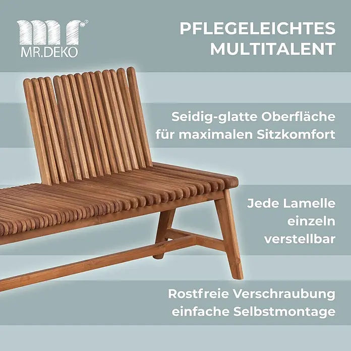 Bene Living Gartenbank Leeds - Teakholz, braun, Klappbar