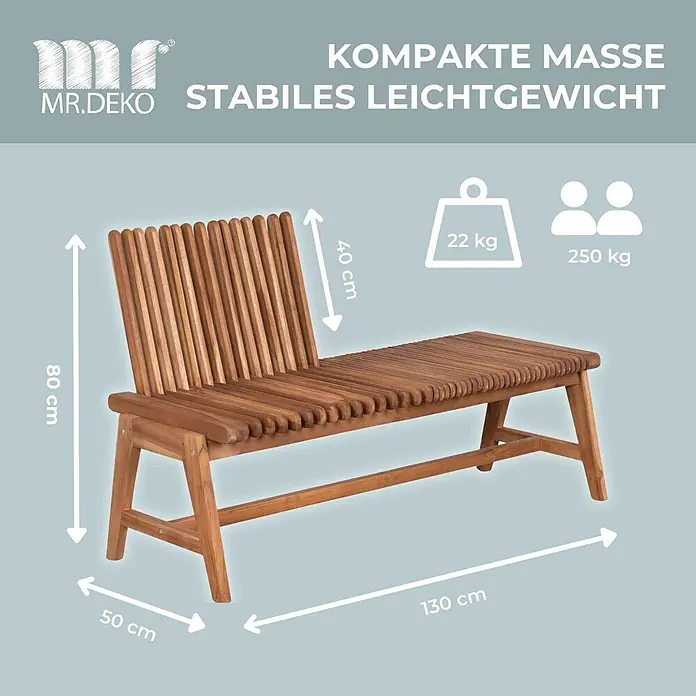Bene Living Gartenbank Leeds - Teakholz, braun, Klappbar