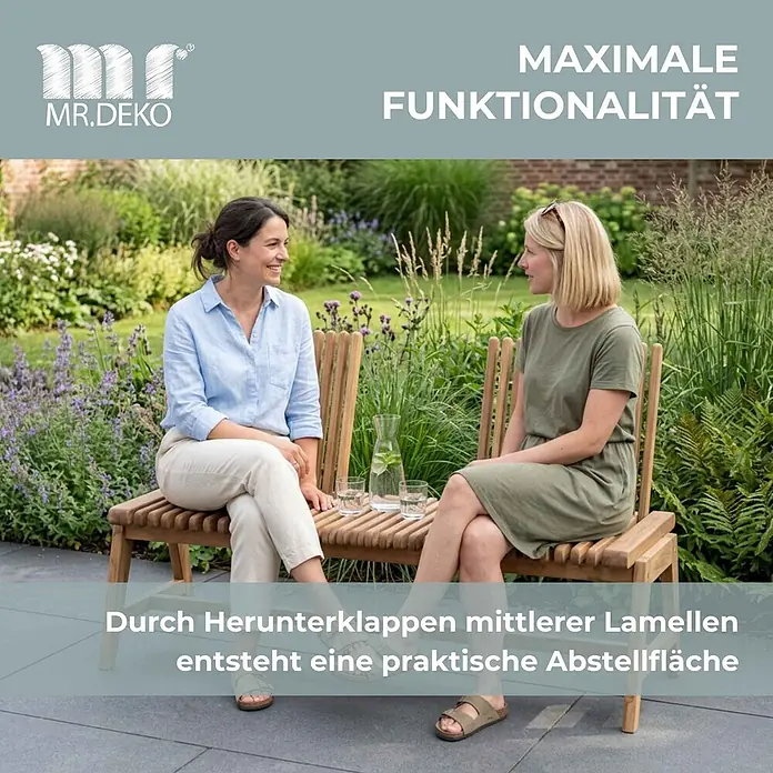 Bene Living Gartenbank Leeds - Teakholz, braun, Klappbar