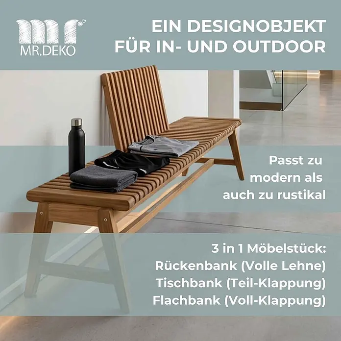 Bene Living Gartenbank Leeds - Teakholz, braun, Klappbar