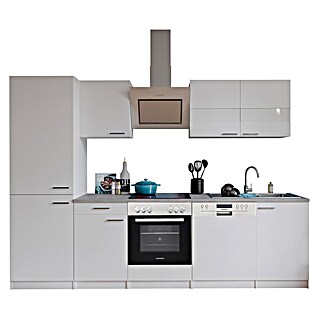 Respekta Küchenzeile Malia (Breite: 280 cm, Weiß, Dekor Arbeitsplatte: Betonoptik, Mit Elektrogeräten, Volumen Backofen: 72 l)
