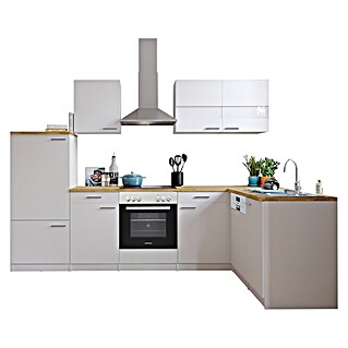 Respekta Winkelküche Malia Typ 3 (B x T x H: 280 x 172 x 200 cm, Weiß, Mit Elektrogeräten)
