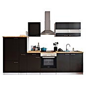 Respekta Küchenzeile KB300WSC (Breite: 300 cm, Mit Elektrogeräten, Schwarz)