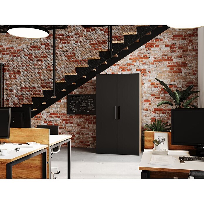 Respekta Schrankküche Peter (Breite: 104 cm, Schwarz/Eiche, Mit Duo-Kochmulde und Kühlschrank) | BAUHAUS