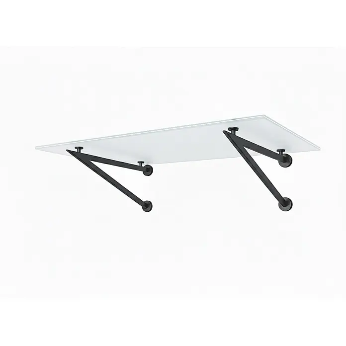 Glaszentrum Hagen Vordach 200x90 cm FR Glasvordach - V-Halter in RAL7016 - Anthrazit RAL7016