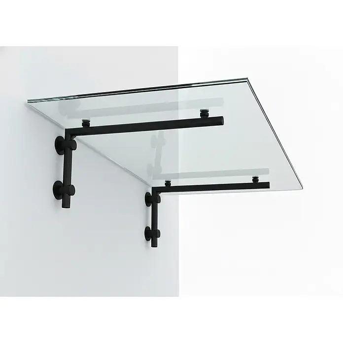 Glaszentrum Hagen Vordach Glasvordach BK Halter 200x90 cm L-Form - Schwarz