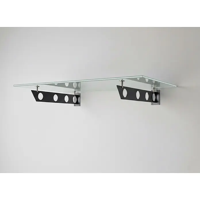 Glaszentrum Hagen Vordach 200x90 cm FR Glasvordach - S-Halter in RAL7016 - Anthrazit RAL7016