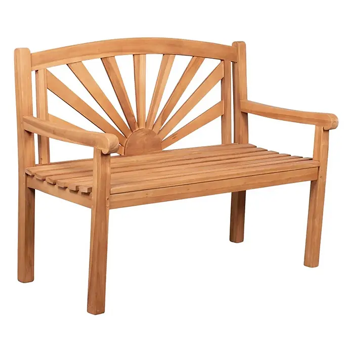 Bene Living Gartenbank SONNE - B x T x H: 120 x 60 x 94 cm, Teakholz, Natur