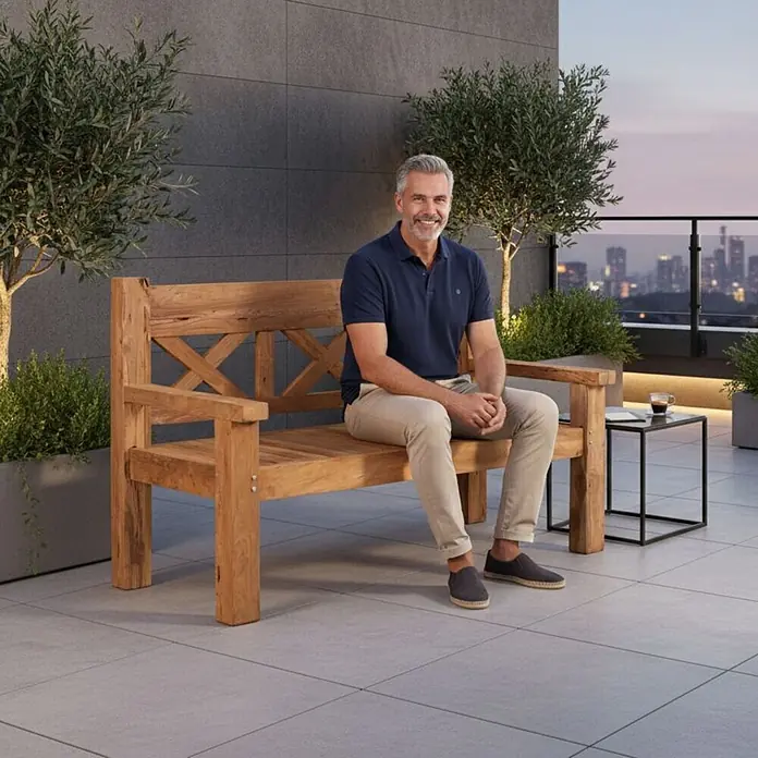 Bene Living Gartenbank Rustique - Teakholz, Natur