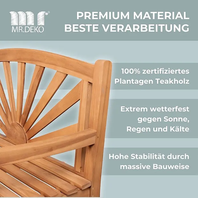 Bene Living Gartenbank SONNE - B x T x H: 120 x 60 x 94 cm, Teakholz, Natur