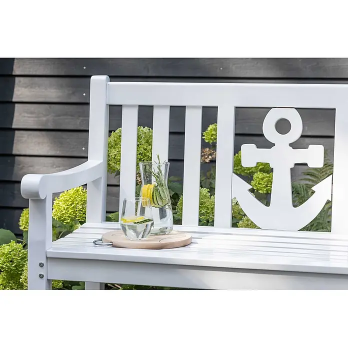 Bene Living Gartenbank Anker - B x T x H: 120 x 60 x 98 cm, Mahagoni, Weiß