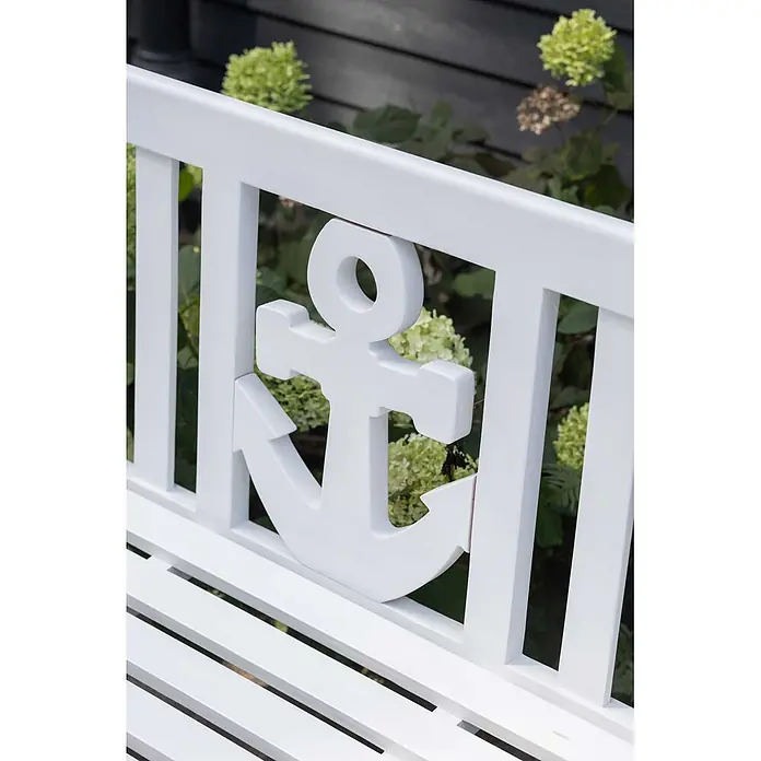 Bene Living Gartenbank Anker - B x T x H: 120 x 60 x 98 cm, Mahagoni, Weiß