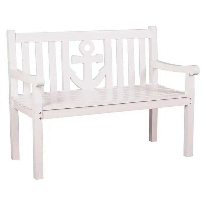 Bene Living Gartenbank Anker - B x T x H: 120 x 60 x 98 cm, Mahagoni, Weiß