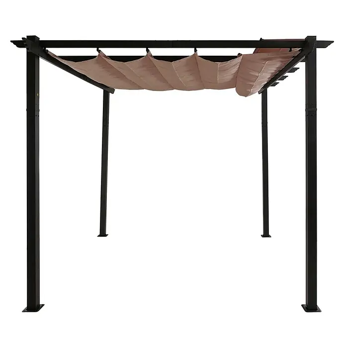 Berlinlodge Raffpavillon 3x3m mit Schiebedach - B x T: 300 x 300 cm, Farbe Dach: Taupe