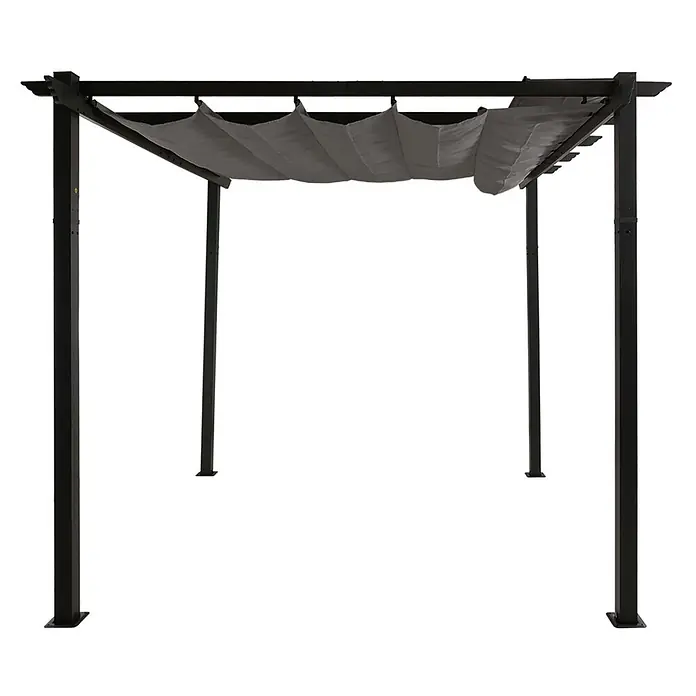 Berlinlodge Raffpavillon 3x3m mit Schiebedach - B x T: 300 x 300 cm, Farbe Dach: Grau