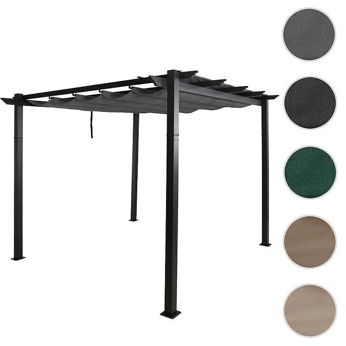 Berlinlodge Raffpavillon 3x3m mit Schiebedach - B x T: 300 x 300 cm, Farbe Dach: Grau