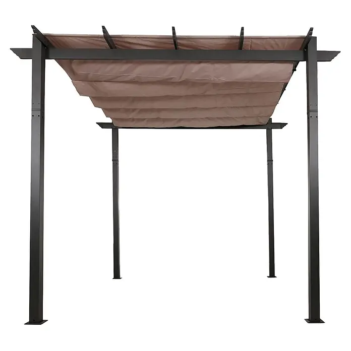 Berlinlodge Raffpavillon 3x3m mit Schiebedach - B x T: 300 x 300 cm, Farbe Dach: Taupe