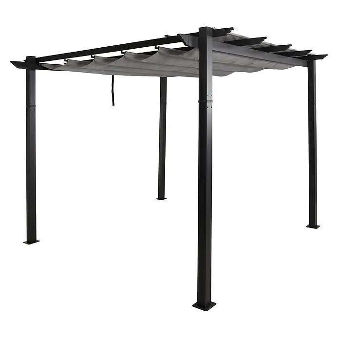 Berlinlodge Raffpavillon 3x3m mit Schiebedach - B x T: 300 x 300 cm, Farbe Dach: Grau