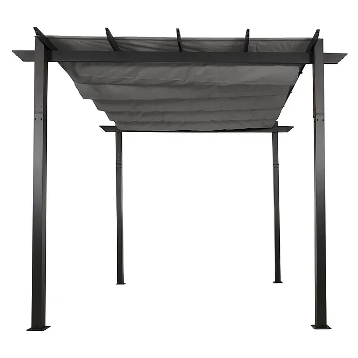 Berlinlodge Raffpavillon 3x3m mit Schiebedach - B x T: 300 x 300 cm, Farbe Dach: Grau