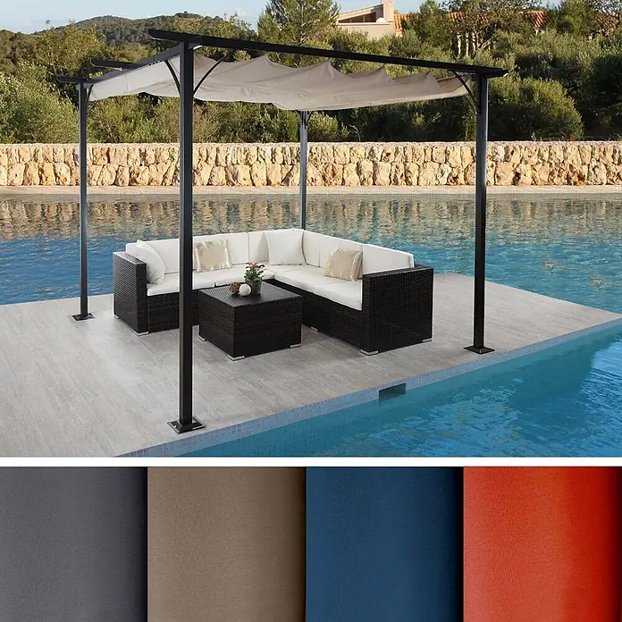 Berlinlodge Raffpavillon mit Schiebedach - B x T: 300 x 300 cm, Farbe Dach: Grau