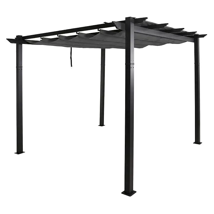 Berlinlodge Raffpavillon 3x3m mit Schiebedach - B x T: 300 x 300 cm, Farbe Dach: Anthrazit