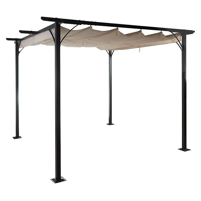 Berlinlodge Raffpavillon mit Schiebedach - B x T: 300 x 300 cm, Farbe Dach: Creme