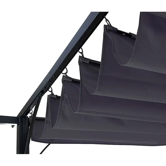 Berlinlodge Raffpavillon mit Schiebedach - B x T: 300 x 300 cm, Farbe Dach: Grau