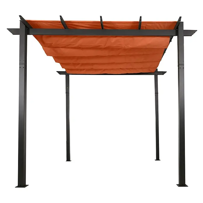 Berlinlodge Raffpavillon 3x3m mit Schiebedach - B x T: 300 x 300 cm, Farbe Dach: Terrakotta