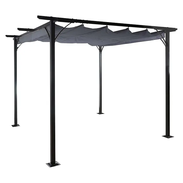 Berlinlodge Raffpavillon mit Schiebedach - B x T: 300 x 300 cm, Farbe Dach: Grau