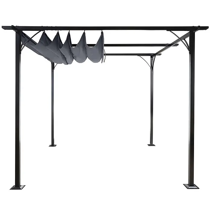Berlinlodge Raffpavillon mit Schiebedach - B x T: 300 x 300 cm, Farbe Dach: Grau