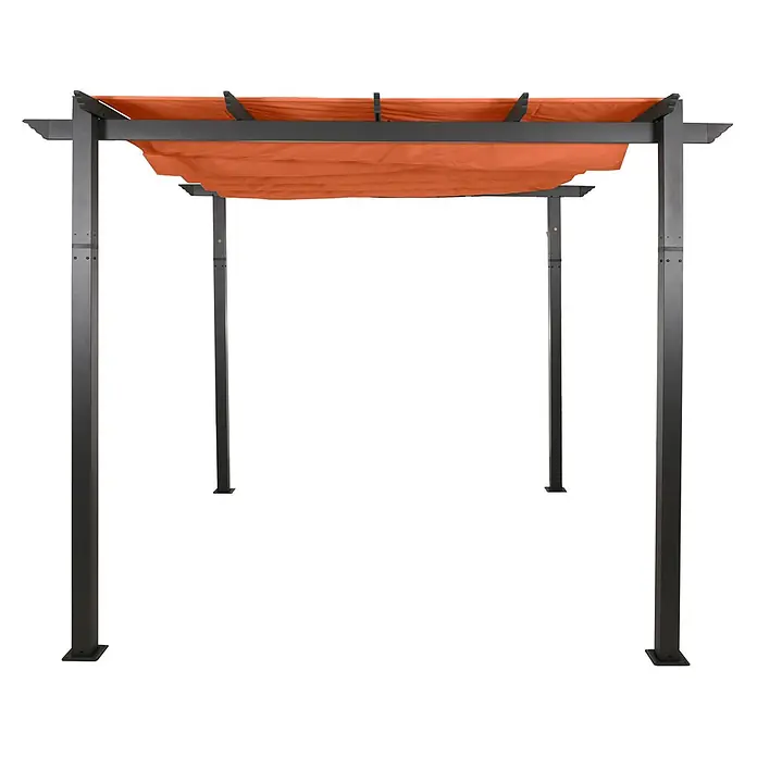 Berlinlodge Raffpavillon 3x3m mit Schiebedach - B x T: 300 x 300 cm, Farbe Dach: Terrakotta