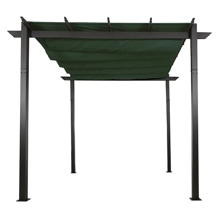 Berlinlodge Raffpavillon 3x3m mit Schiebedach - B x T: 300 x 300 cm, Farbe Dach: Grün