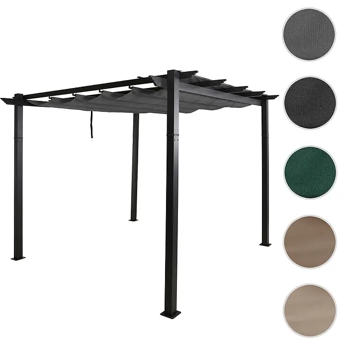 Berlinlodge Raffpavillon 3x3m mit Schiebedach - B x T: 300 x 300 cm, Farbe Dach: Grün