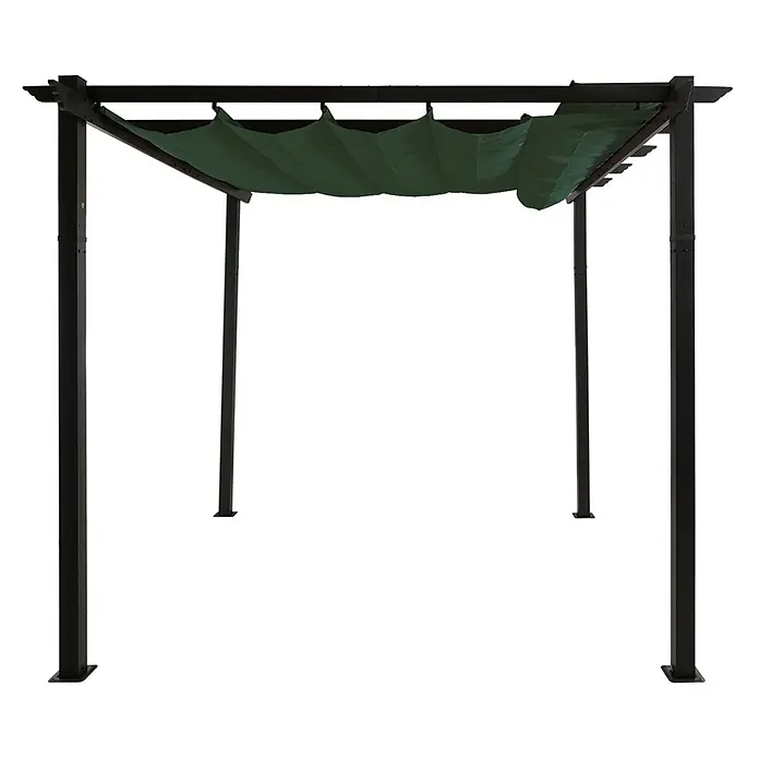 Berlinlodge Raffpavillon 3x3m mit Schiebedach - B x T: 300 x 300 cm, Farbe Dach: Grün