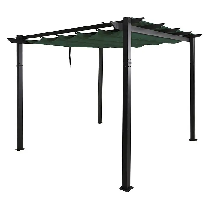 Berlinlodge Raffpavillon 3x3m mit Schiebedach - B x T: 300 x 300 cm, Farbe Dach: Grün