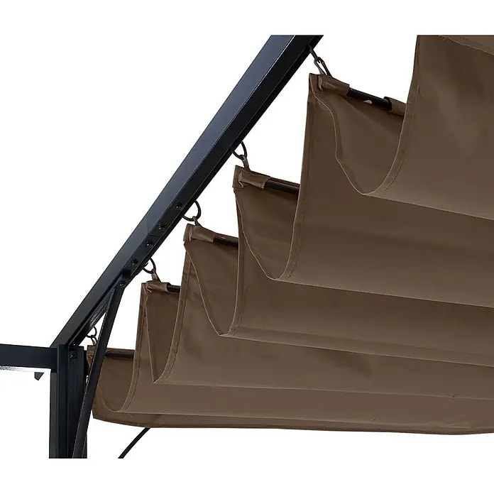 Berlinlodge Raffpavillon mit Schiebedach - B x T: 300 x 300 cm, Farbe Dach: Taupe-Braun