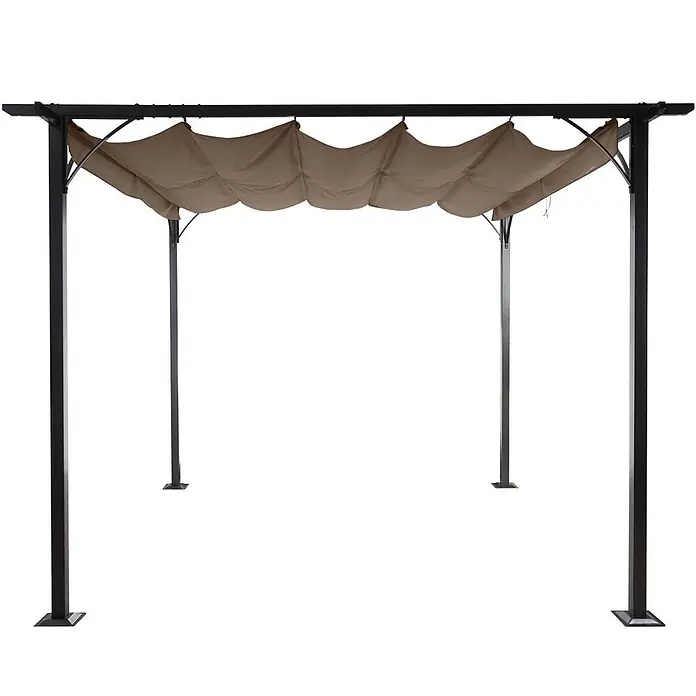 Berlinlodge Raffpavillon mit Schiebedach - B x T: 300 x 300 cm, Farbe Dach: Taupe-Braun