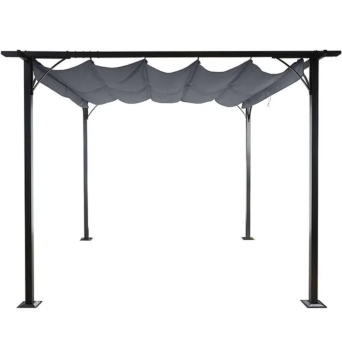 Berlinlodge Raffpavillon mit Schiebedach - B x T: 300 x 300 cm, Farbe Dach: Grau