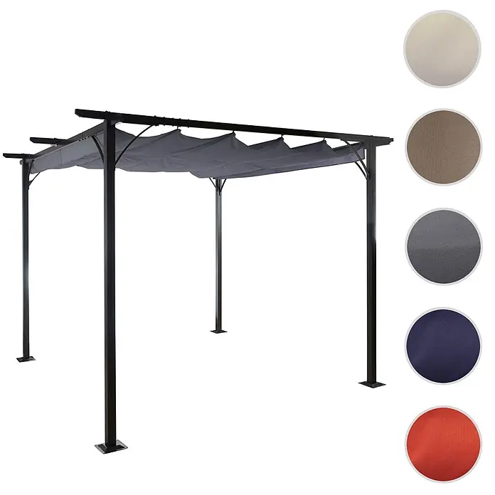 Berlinlodge Raffpavillon mit Schiebedach - B x T: 300 x 300 cm, Farbe Dach: Grau