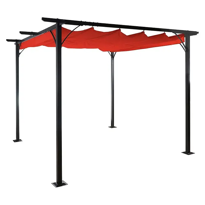Berlinlodge Raffpavillon mit Schiebedach - B x T: 300 x 300 cm, Farbe Dach: Terrakotta